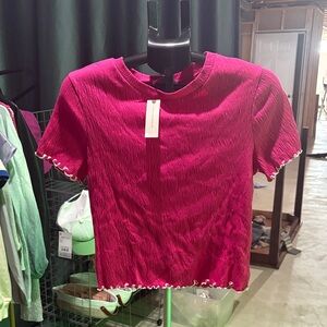Anthropologie Fuchsia Short Sleeve Top